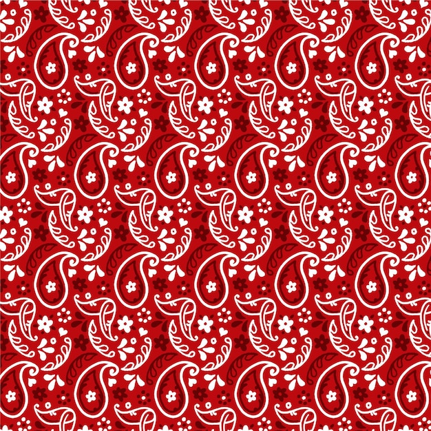 Gratis vector donkerrood paisley bandana naadloos patroon