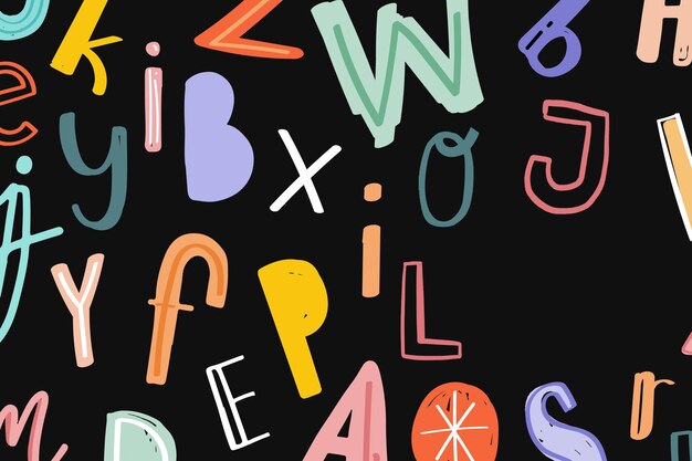 Doodle alfabet stijl typografie vector ontwerp ruimte