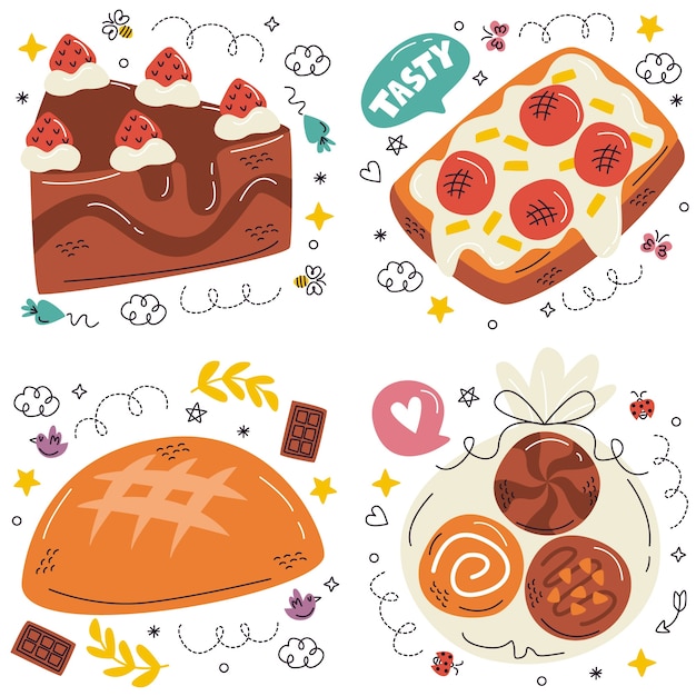 Doodle bakkerij stickers collectie