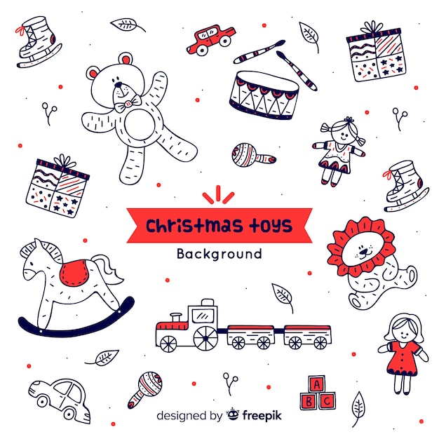 Doodle christmas speelgoed achtergrond