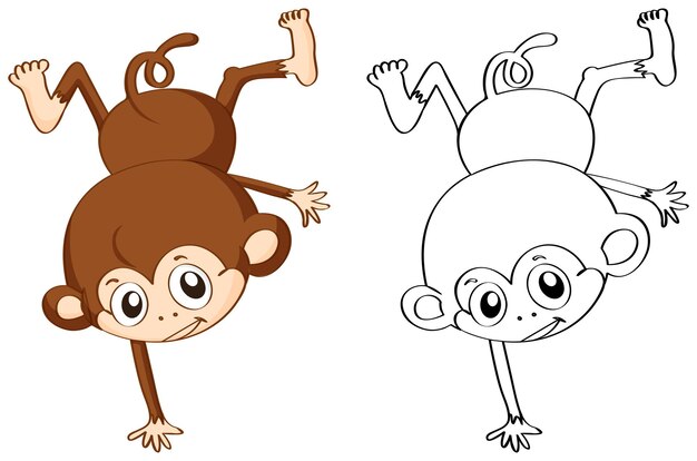 Doodle dier karakter voor aap flipping