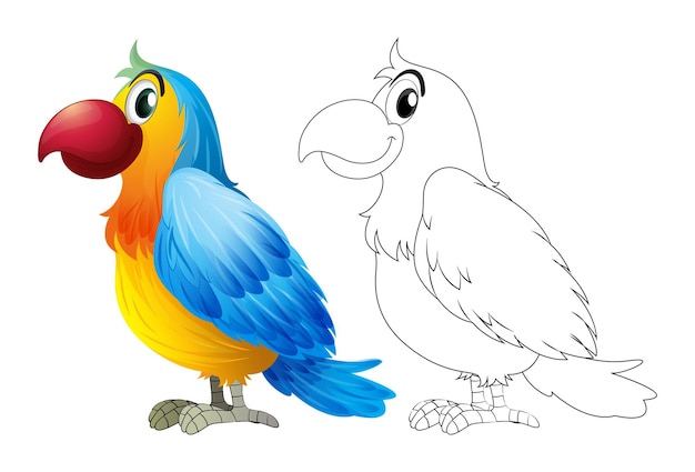 Gratis vector doodle dier voor papegaai ara