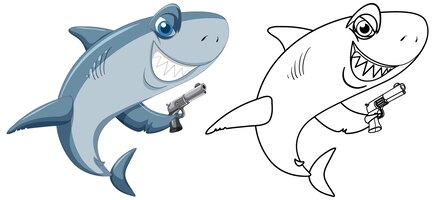 Gratis vector doodle dierlijk karakter voor haai