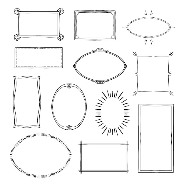 Doodle frame ornament pack met de hand getekend