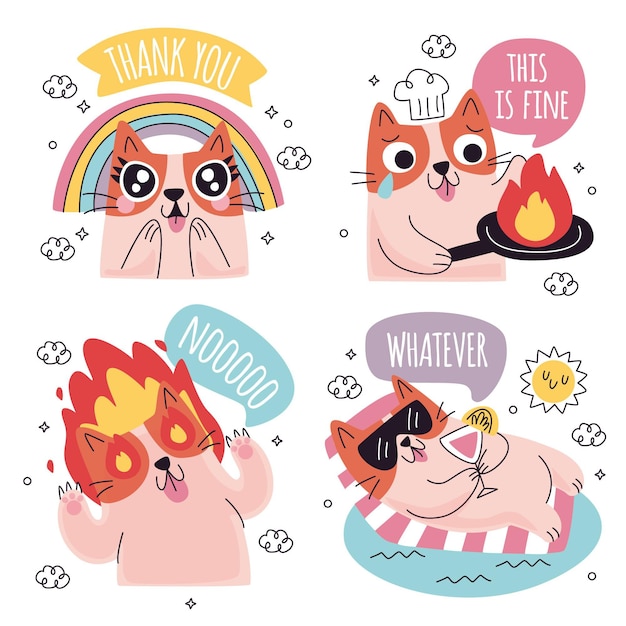 Doodle grappige sticker set