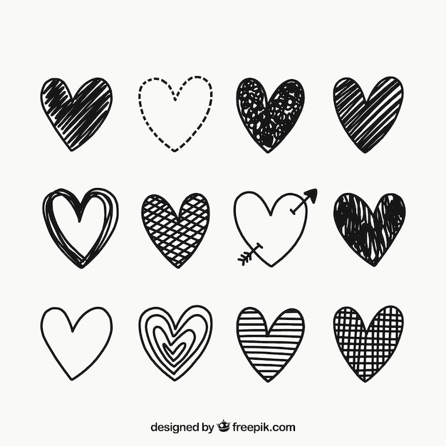 Gratis vector doodle hart collectie