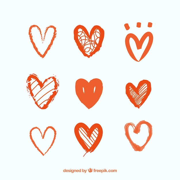 Gratis vector doodle hart collectie