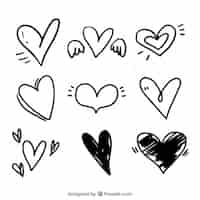 Gratis vector doodle hart collectie