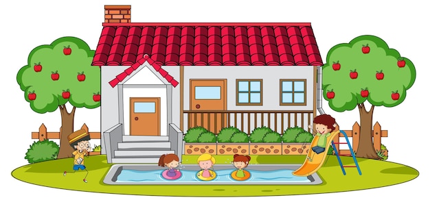 Doodle huis cartoon ontwerp