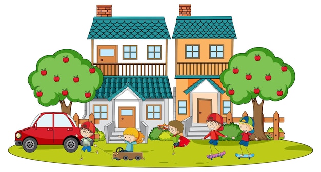 Gratis vector doodle huis cartoon ontwerp