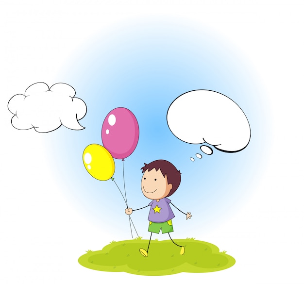 Doodle jongen met spraakballon