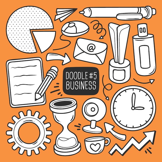 Gratis vector doodle kantoorbenodigdheden set