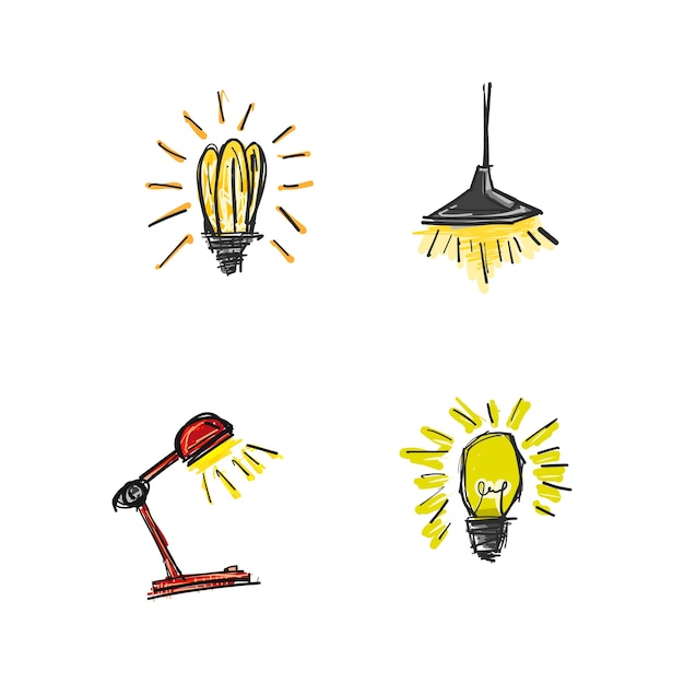 Gratis vector doodle lamp