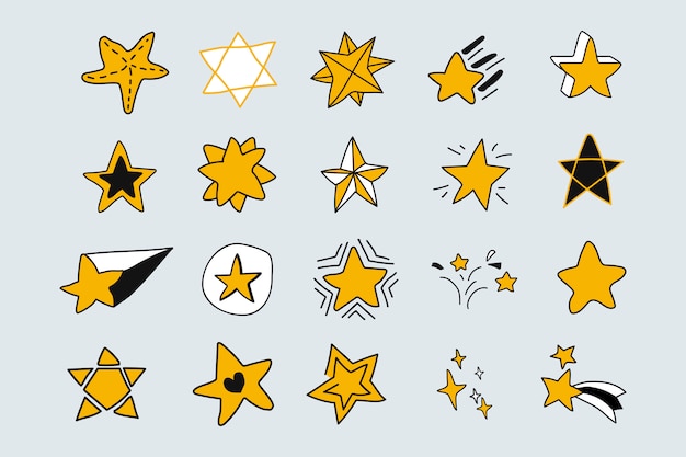 Gratis vector doodle sterren instellen