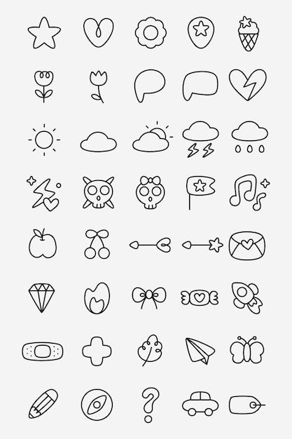 Gratis vector doodle stickers planner set