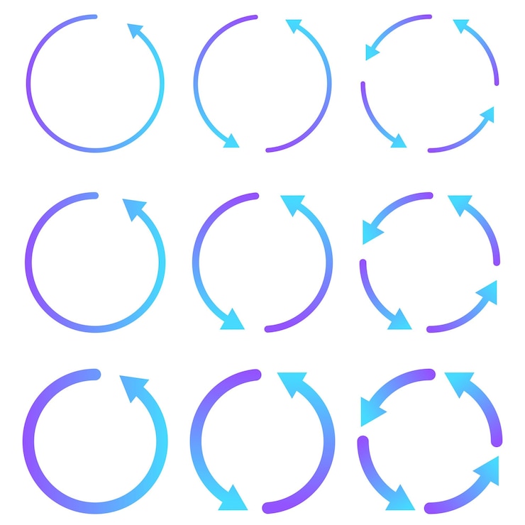 Gratis Vector doodle synchronisatiepijlen instellen verloopkleur