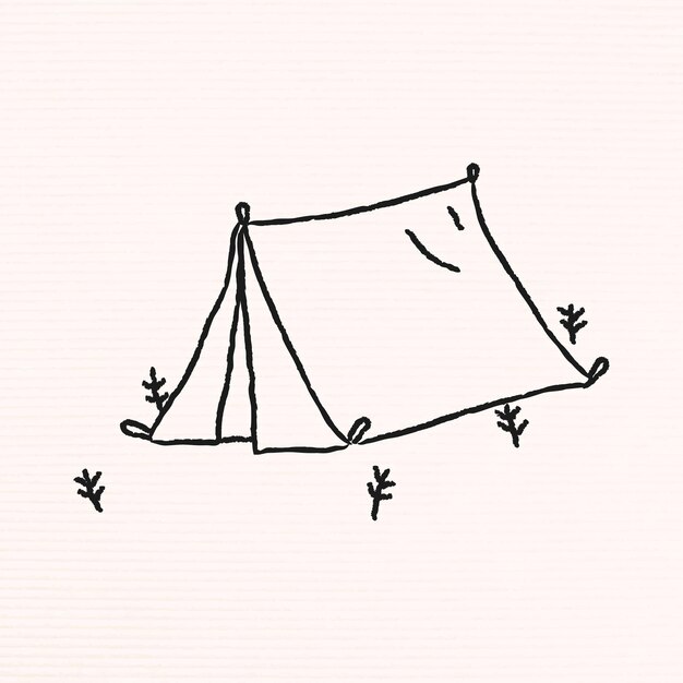 Doodle tent op een camping vector