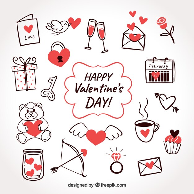 Doodle Valentijnsdag element collectie