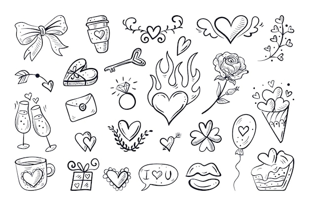 Doodle valentijnsdag element collectie