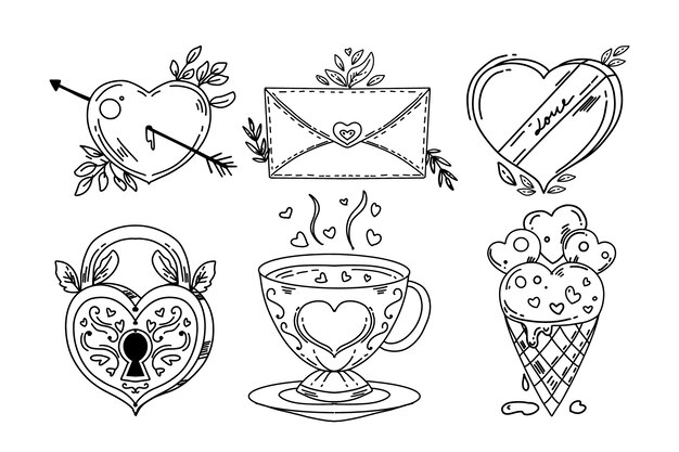 Doodle Valentijnsdag element collectie