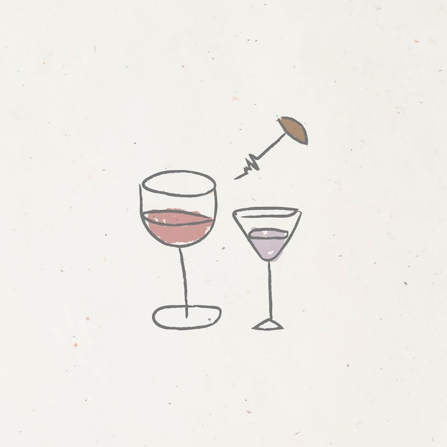 Gratis vector doodle wijnglazen ontwerp resource vector