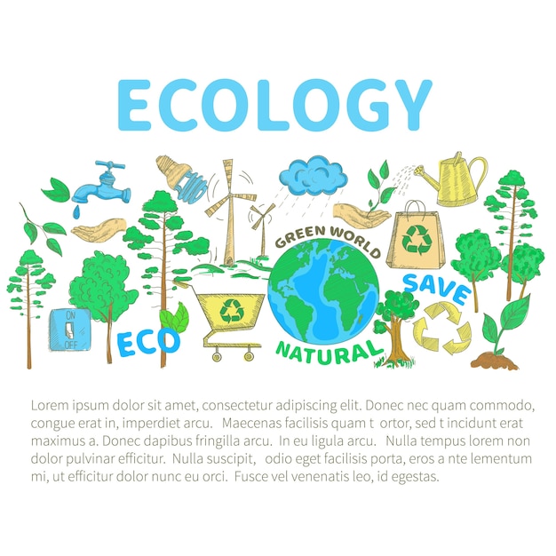 Gratis vector doodles ecology set