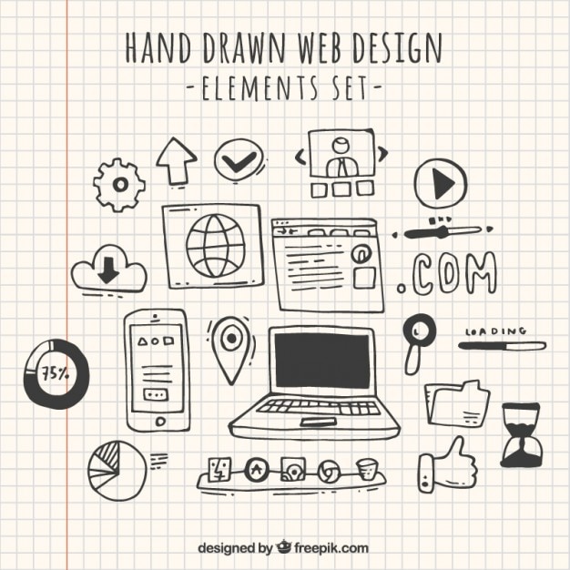 Gratis Vector doodles web design element collectie