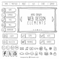 Gratis vector doodles web element collectie