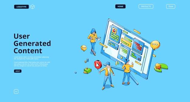 Door gebruikers gegenereerde inhoud isometrische bestemmingspagina