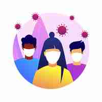 Gratis vector draag een masker abstracte concept illustratie. preventiemaatregelen voor virusverspreiding, sociale afstand, blootstellingsrisico, coronavirus-symptomen, persoonlijke bescherming, infectievrees.