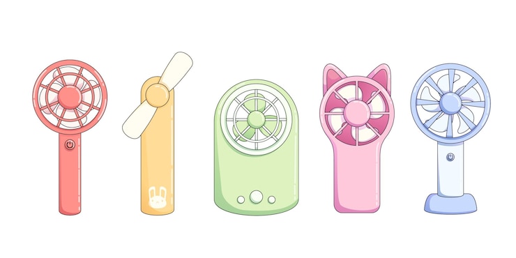 Gratis Vector draagbare en elektrische zomerventilator voor kantoorvector