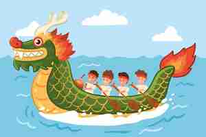 Gratis vector dragon boat achtergrond