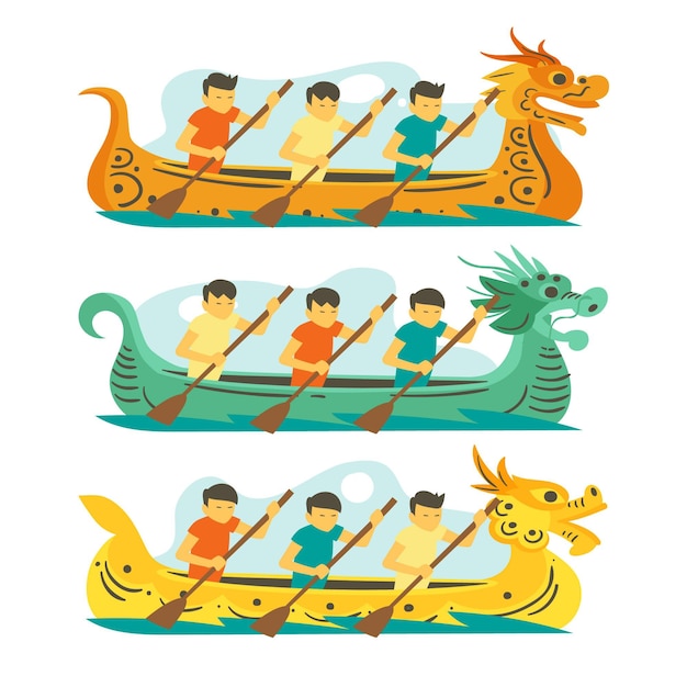 Gratis vector dragon boat collectie concept