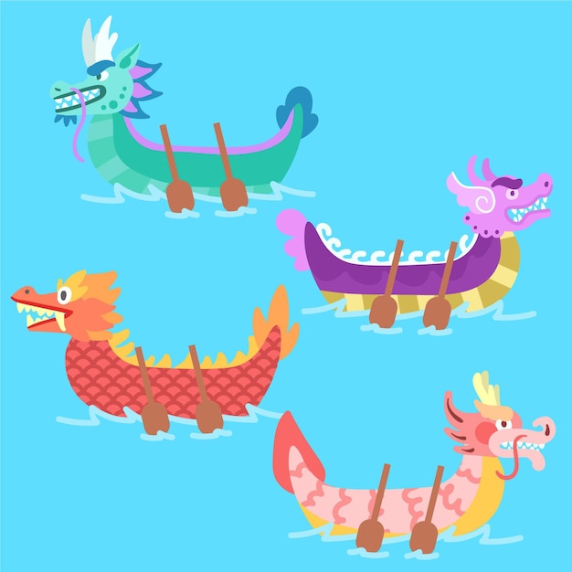 Gratis vector dragon boat collection design