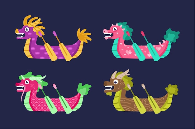 Gratis vector dragon boat collection thema