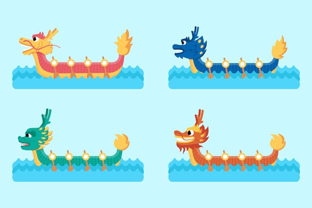 Gratis vector dragon boat pack concept