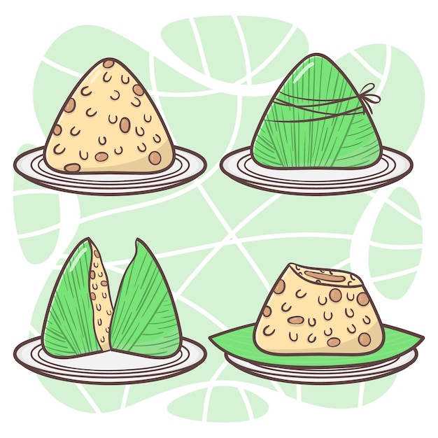 Gratis vector dragon boten zongzi collectie design