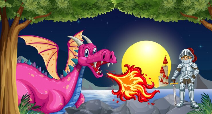 Gratis Vector dragon en knight