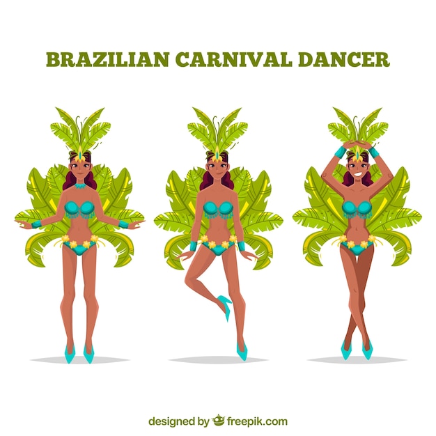 Drie braziliaanse carnaval-dansers