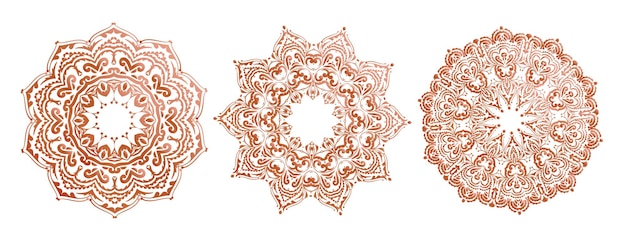 Gratis vector drie gedetailleerde mandala etnische set