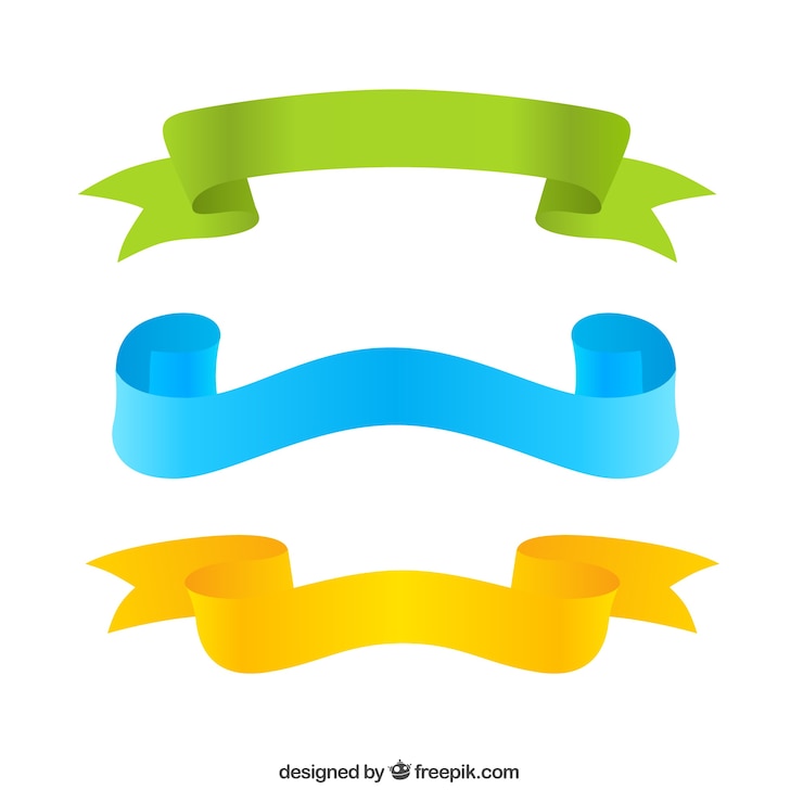 Gratis Vector drie kleurrijke linten