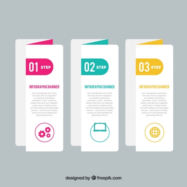 Drie papieren banners voor infographic