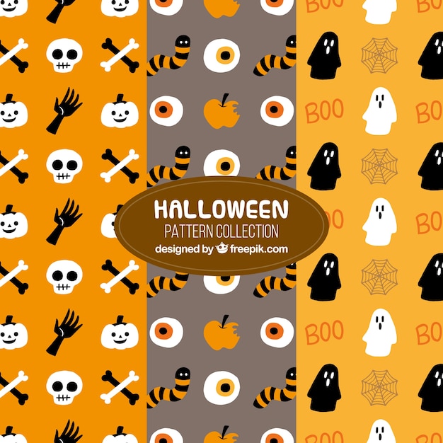 Gratis vector drie patronen voor halloween