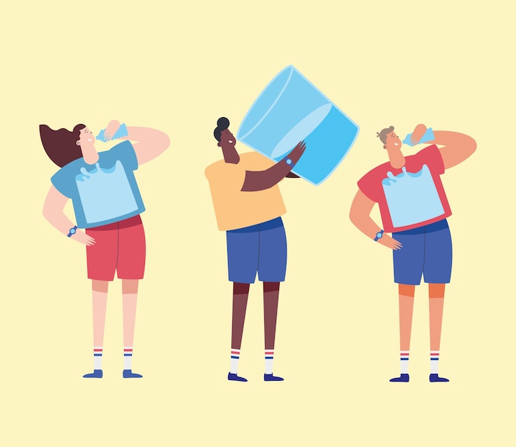 Gratis Vector drie personen drinkwater karakters