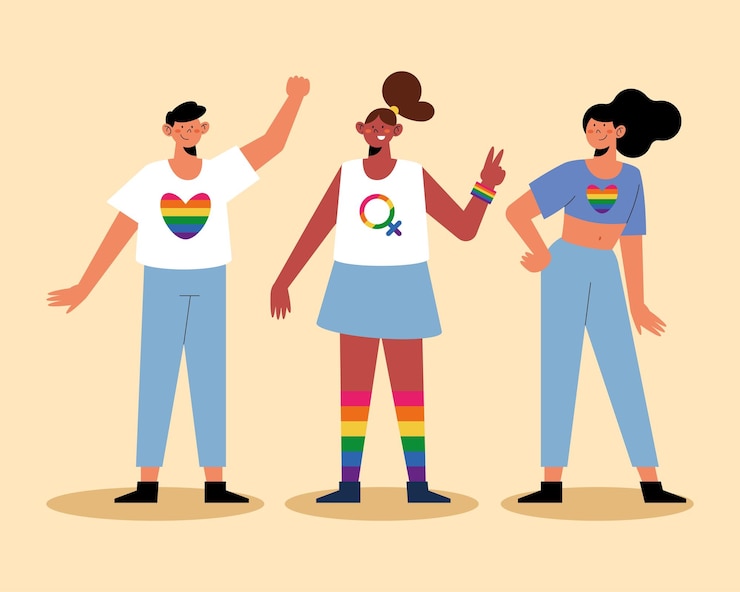Gratis Vector drie personen uit de holebi-gemeenschap