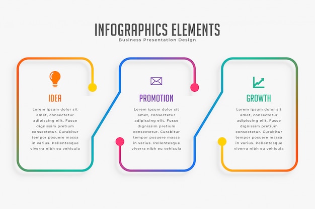 Gratis vector drie stappen moderne infographic sjabloon