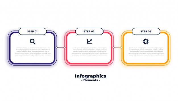 Drie stappen zakelijke infographics sjabloon