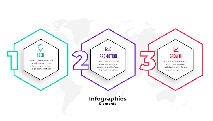 Gratis Vector drie stappen zeshoekige vorm infographic sjabloonontwerp