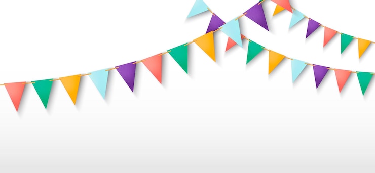 Gratis Vector driehoekvlaggenkrans voor verjaardagsfeesten