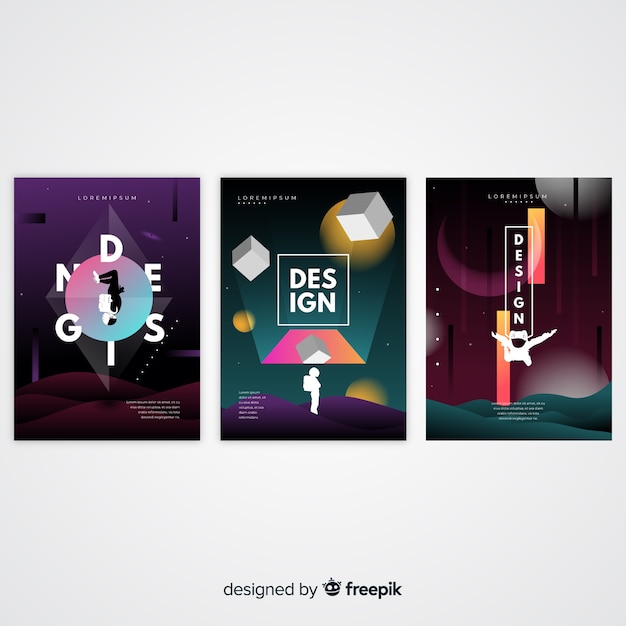 Gratis vector drijvende 3d vormen brochure sjabloon collectie